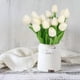 thumbnail image 3 of Xiao Hua 10 tulipanes artificiales de tacto real, para decoración de interiores y exteriores, para el hogar, jardín, boda, fiesta (blanco), 3 of 5