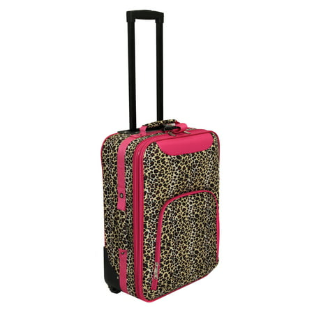 All-Seasons 20&quot; Rolling Carry-On Luggage Suitcase - Pink Leopard Trim - www.neverfullmm.com
