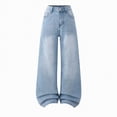 thumbnail image 4 of TOWED22 Girls High Waisted Jeans Wide Leg Baggy Denim Pants with Pockets Y2K Trendy Teen Outfit Light Blue,12-13 Y, 4 of 4
