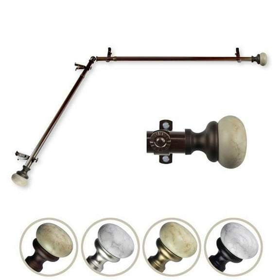 Central Design 4876-287-CORNER 0.812 in. Dia. Creola Corner Curtain Rod, Cocoa - 28-48 in.