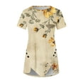 thumbnail image 4 of PVCS Womens Tops Women's Casual Round Neck Casual Button Printed Short Sleeve Blouse Short Sleeve Round Neck Blouse/Shirt, 4 of 5