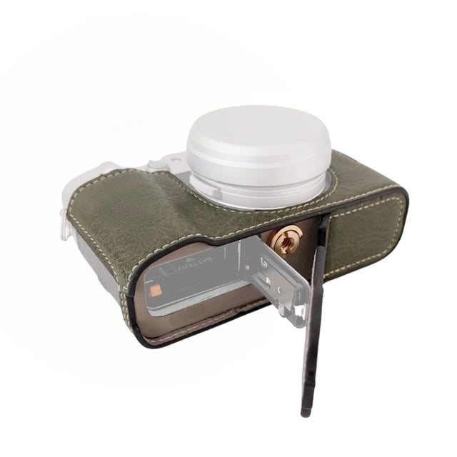 Graflsoa Buffalo Pattern Synthetic Leather Camera Case with Strap for Fujifilm X100VI - Green