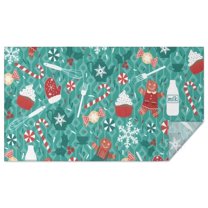 Green Christmas Baking Pattern Rectangle Tablecloth 60"x102",Waterproof Polyester Rectangle Table Cloth, Wipeable Spillproof Polyester Tablecloth for Dining, Camping, Indoor and Outdoor