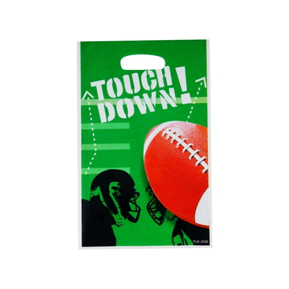 Easeky Football Goodie Bags 10-Pack, Sports Theme Candy Gift Bags for teen Birthday Party Favors, Reusable Opp Treat Bags with Field Print, Team Event Decorations, A Gift Bag