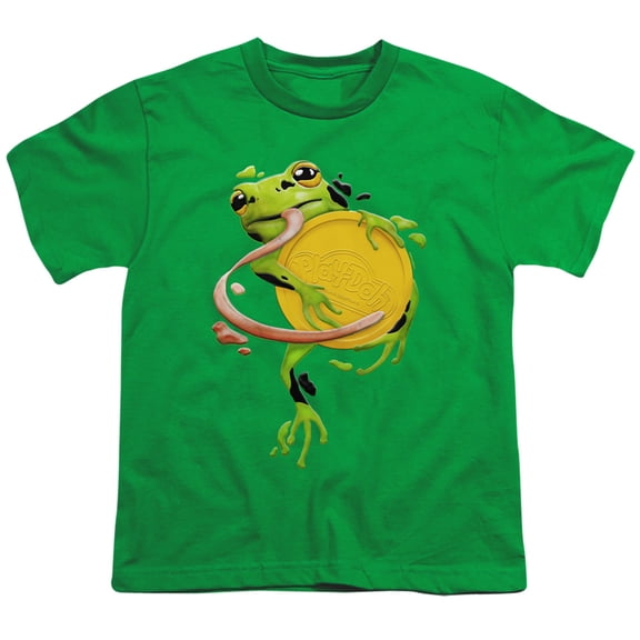 Play Doh Frog Hugging Play Doh Lid S/S Youth 18/1 T-Shirt Kelly Green