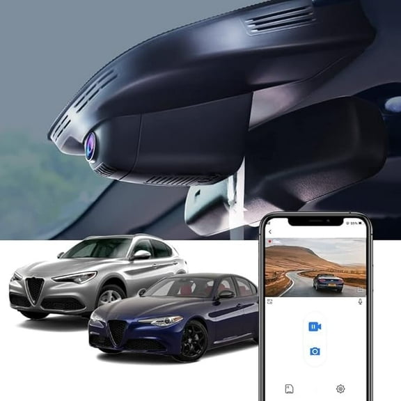 Fitcamx 4K Dash Cam Suitable for Alfa Romeo Giulia & Stelvio 2017 2018 2019 2020 2021 2022 2024, OEM Look, WiFi & APP, Parking Mode, 64GB Card