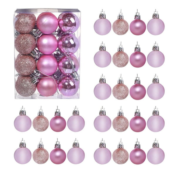 NAISHIER Christmas Ball Ornaments, 48pcs 3cm/1.1" Pre-Strung Xmas Tree Decorations,Holiday Hanging Balls-3 Style Shatterproof Plastic Ball Ornaments