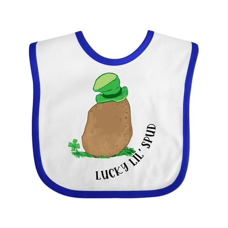 

Inktastic St. patrick s Day Lucky Little Spud with Four Leaf Clover and Hat and Text Gift Baby Boy or Baby Girl Bib