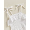 thumbnail image 6 of BemeyourBBs Toddler Girl Summer Clothes Infant Baby Girls Cotton Linen Outfit Strap Sleeveless Smocked Camisole Shirt Top and Bell Bottom Flare Pants Set Toddler Girls Summer Outfits, 6 of 9