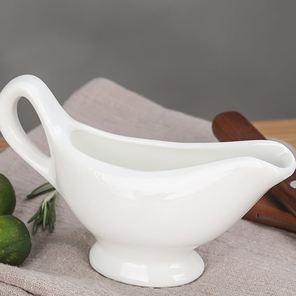 ifundom 2-Pack White Ceramic Sauce Boats Set, Stylish Gravy Dispensers for Kitchen, Dining Table, Home and Restaurant Use