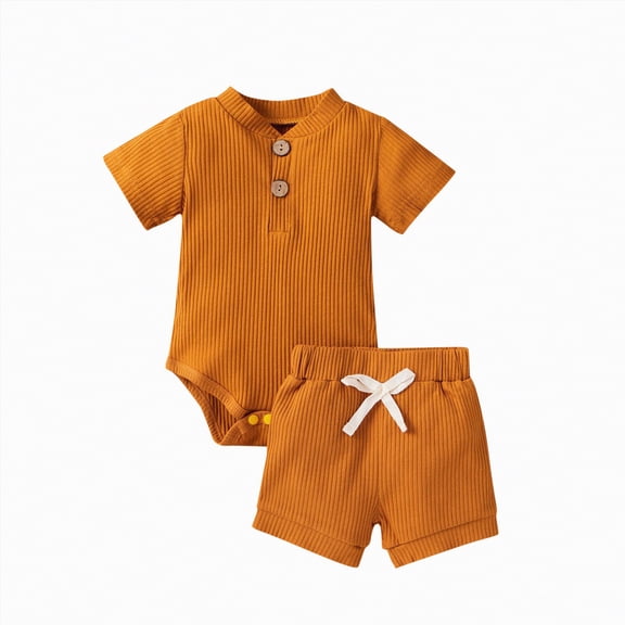 HCNTES Boys Outfits Summer Short Sleeve Solid T Shirt Rompers Tops Shorts Child Kids Two Pieces Set Toddler Boy Clothes