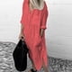 thumbnail image 2 of 2024 Summer Fashion Beach Style Long Dress Plus Size Solid Ladies Shirt Dress Female Clothing Short Sleeved Loose Long Dress, 2 of 5