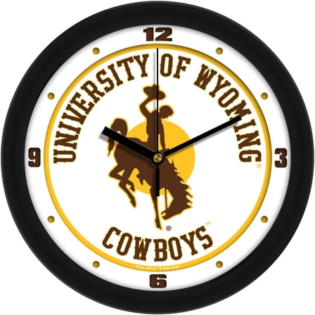 Wyoming Cowboys 11.5'' Suntime Premium Glass Face Traditional Logo Wall Clock