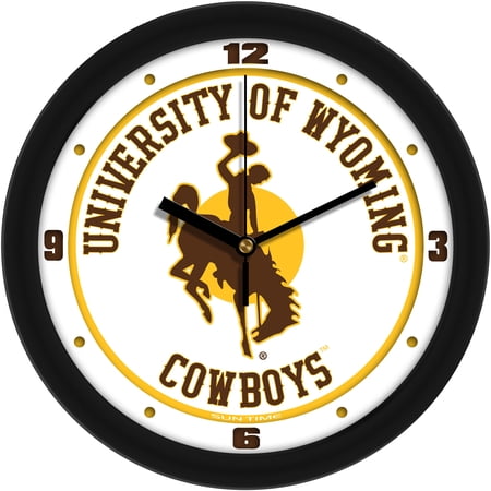 Wyoming Cowboys 11.5'' Suntime Premium Glass Face Traditional Logo Wall Clock