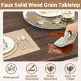 thumbnail image 3 of UHOMEPRO Dining Table Set for 4, Farmhouse Kitchen Table with 4 Fabric Upholstered Chairs, Curved Table Design, Dining Room Table Set for Dining Room, Kitchen and Apartment, Walnut+Beige, 3 of 7