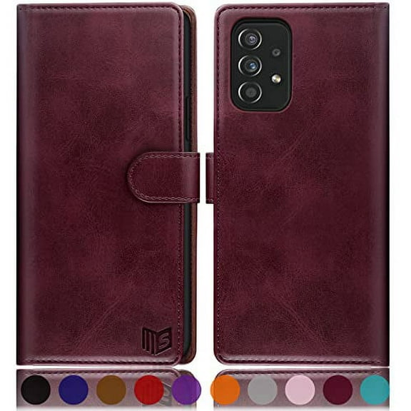 SUANPOT for Samsung Galaxy A53 5G Leather Wallet case with RFID Credit Card Holder Flip Folio Book Phone case Shockproof Cover for Women Men for Samsung A53 case Wallet Wine Red