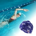 thumbnail image 2 of Unique Bargains 1 Pc Elasticity Large Stars Pattern Swim Cap 5.91"x9.25" Blue White, 2 of 6