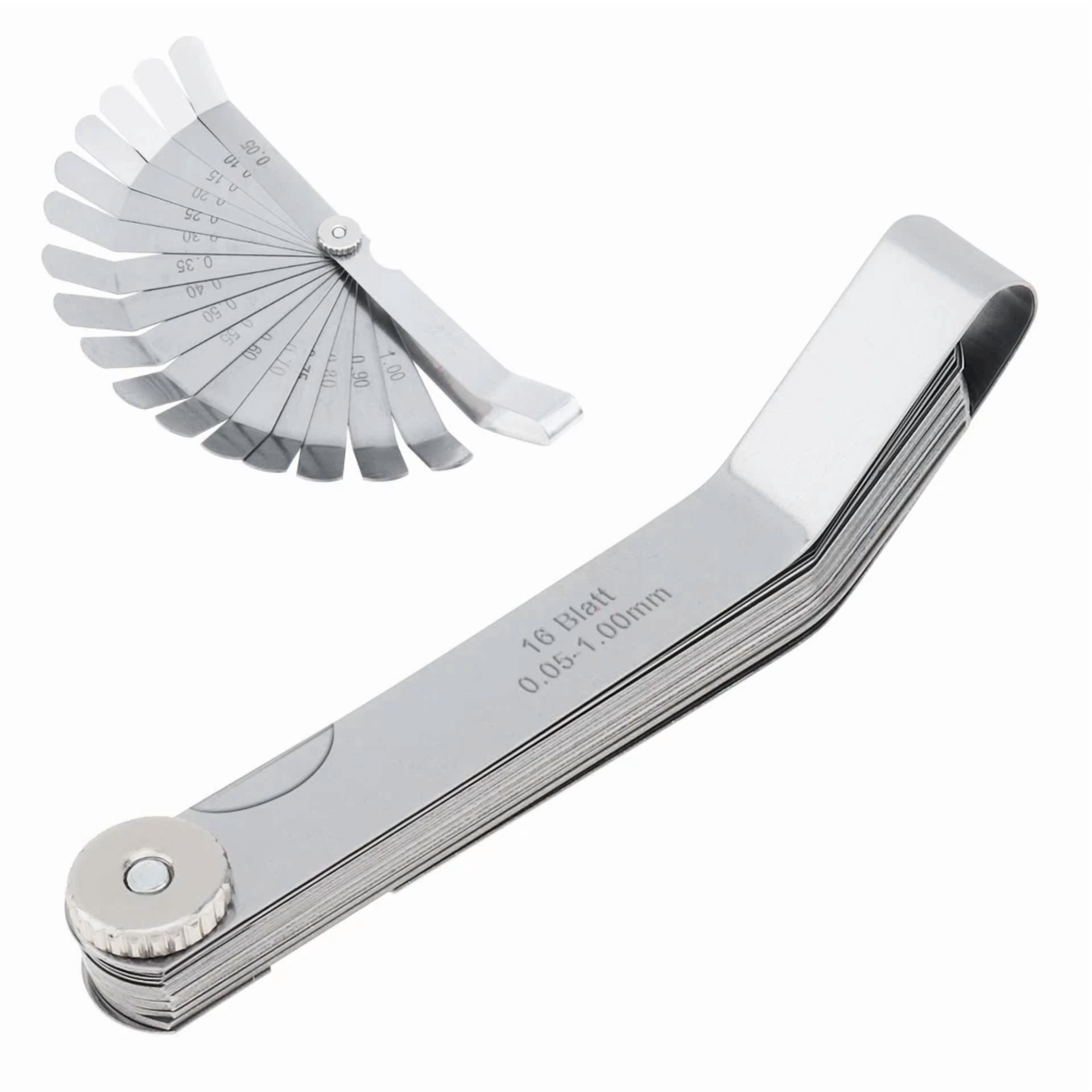 Zyler - 0.05 - 1Mm Curved Feeler Gauge 16 Blades Stainless Steel Metric Filled Us