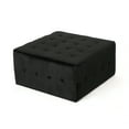Noble House Jerry Glam Tufted Velvet Ottoman, Black