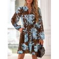 thumbnail image 3 of PRETTYGARDEN Women's Fall Boho Dresses Floral Long Sleeve V Neck Mini Flowy Wedding Guest Dress Trendy Vacation Outfits, 3 of 10
