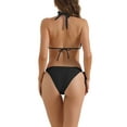 thumbnail image 3 of Conjuntos de bikini de triángulo para mujer de 2 piezas con lazo en la espalda, parte inferior de triángulo, trajes de baño, color negro mediano, 3 of 5