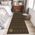 thumbnail image 4 of Brown Golden Floral 2'x6' Runner Rugs for Hallway Kitchen Bedside Non Slip Washable, Modern Abstract Art Spring Flowers Entryway Rug Runners with Rubber Backing, Long Carpet Runner for Laundry Room, 4 of 8