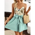 thumbnail image 4 of Elegant Women'S Floral Print Sleeveless Romper with Bow Detail - Chic Polyester Midi Dress Jumpsuit, Machine Washable, Non-Sheer, 4 of 4