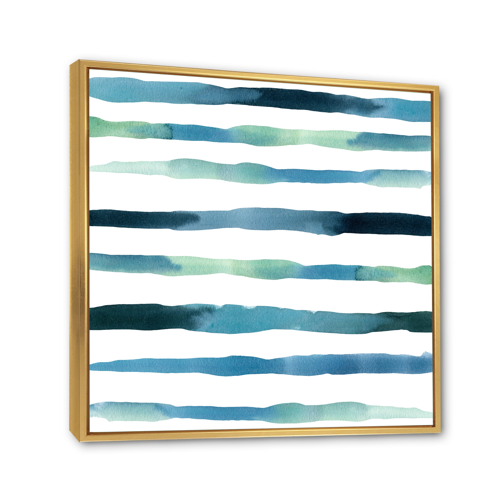 Designart 'Dark Blue Verticals Aquatic ' Modern Framed Canvas Wall Art Print