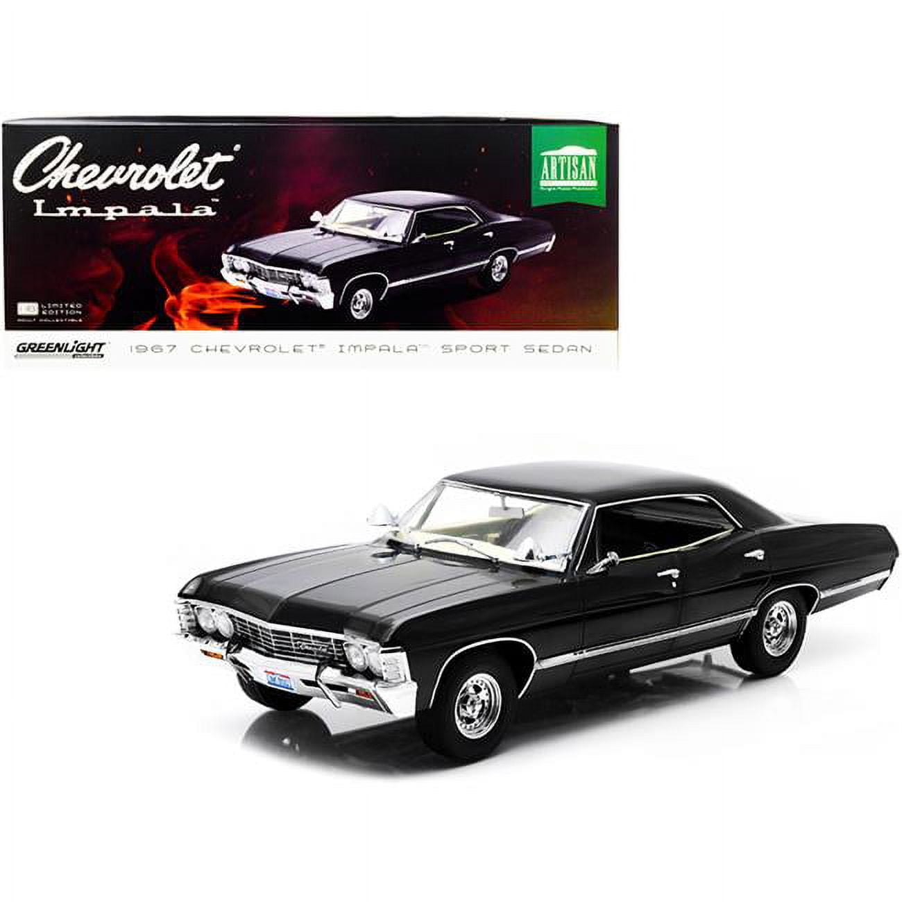Greenlight 19119 1 18 Scale Impala Sport Sedan Tuxedo 1967 Chevrolet Diecast Model Car Black Walmart