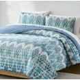 thumbnail image 2 of Lush Decor Ikat Drops Quilt 3 Piece Set Full/ Queen Teal - Blue Quilt - Colorful Bedding Set - Eclectic Design - Modern Boho Decor, 2 of 10