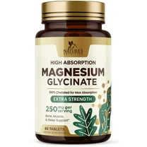 Magnesium (Glycinate) 250 mg - 100% Chelated & High Absorption Magnesium Supplement - Improved Formula with Mag Glycinate for Gentle Digestion - Gluten Free, Vegan, Bottled in The USA - 60 Count