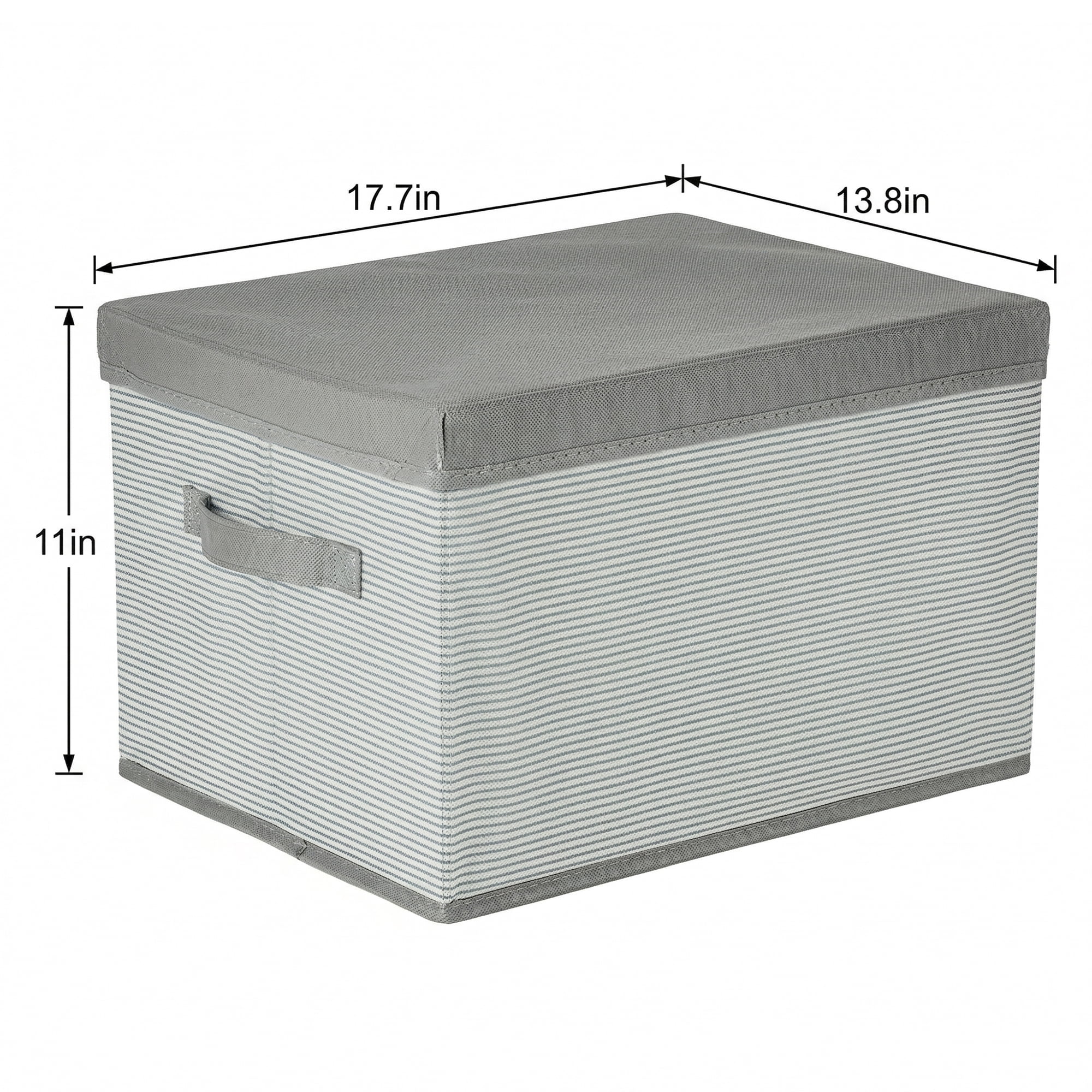 Unique Bargains Fabric Storage Bin with Handles and Lid Grey 17.7*13.8*11in