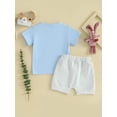 thumbnail image 5 of FEORJGP Toddler Boys Easter Outfits Infant 0-3Y Short Sleeve T-Shirts Crew Neck Shirt Bunny Ear Letter Print Tops and Elastic Waist Shorts Baby Boy 2Pcs Loose Casual Clothes Set, 5 of 9