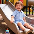 thumbnail image 3 of Kaprioy Baby Boys Clothes Set Toddler Infant Boys Button-down Shirt Tops + Cotton Gauze Shorts Summer Outfit 2PCS with Pockets Baby Boys' Shorts Sets, 3 of 7
