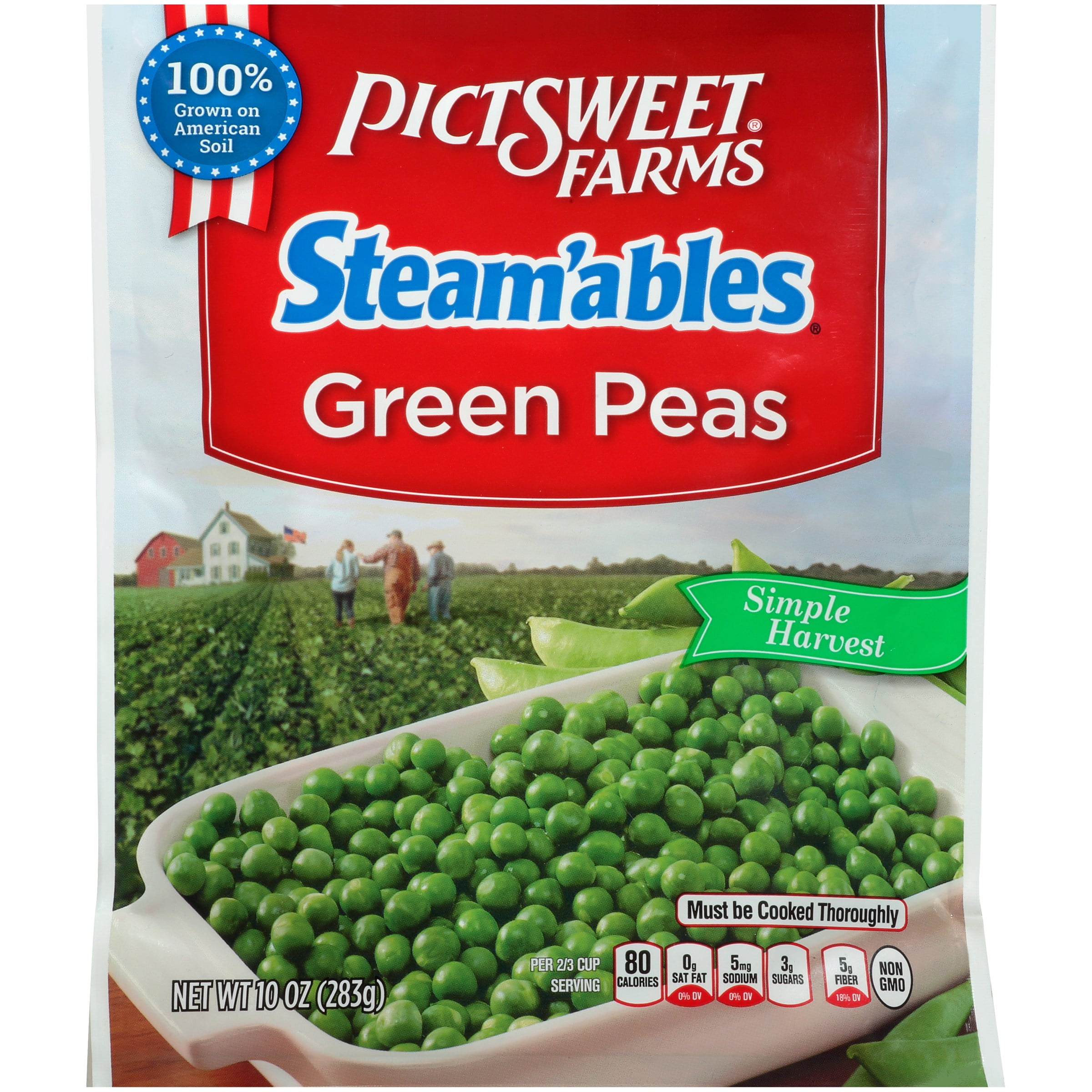 Pictsweet® Farms Steam’ables® Simple Harvest Green Peas 10 oz. Stand Up