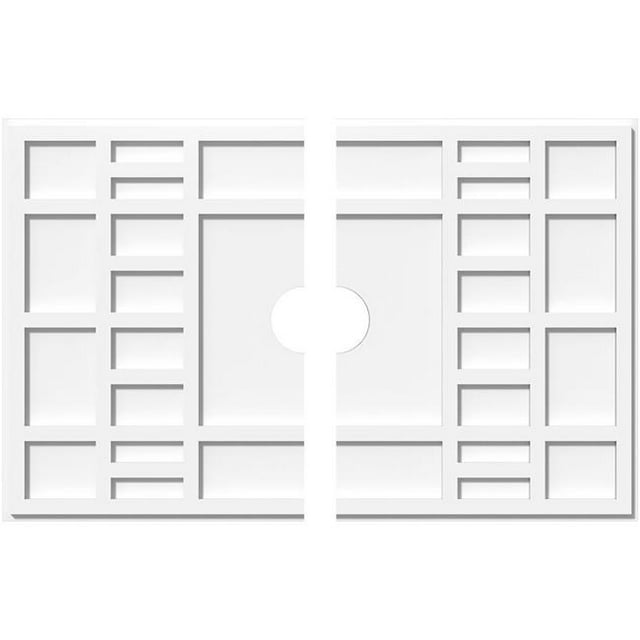 Ekena Millwork CMP36X24BX2-04000 4 in. ID x 12.5 in. Rectangle Beaux Architectural Grade PVC Contemporary Ceiling Medallion - 2 Piece