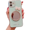 thumbnail image 6 of for iPhone Case,3D Bow Glitter Diamond Mirror Makeup Bling Electroplated Bumper Camera Lens Protection Soft Shockproof Phone Case (Pink,iPhone 13), 6 of 6