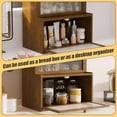 thumbnail image 3 of Double Layer Bamboo Bread Box for Kitchen Counter,Bread Holder,Countertop Bread Storage with Window (Brown), 3 of 14