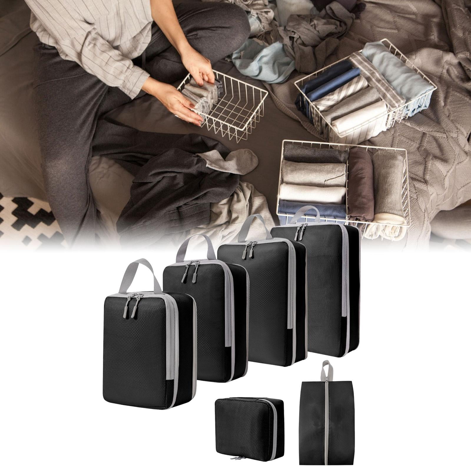 Nishiyuenyi 6 Pack Compression Cubes, Clothes Storage Bags, Breathable Toiletry Bag, Luggage black