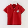 thumbnail image 5 of Luvoko Big Boys Uniform Pique Polo Shirt,Solid Color Cartoon Characters Print Uniform Performance for Big Boys Athletic Shirts with Collar, Front Button Closure(Red,8-9 Years), 5 of 5