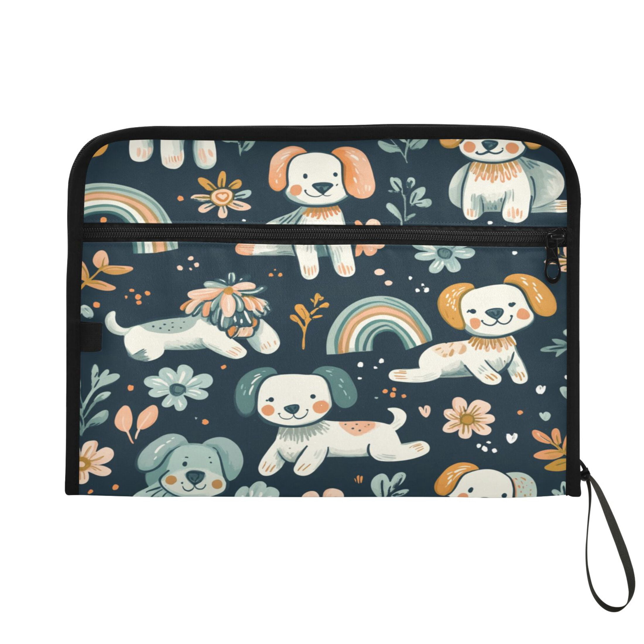 WOBOGO Seamless Pattern Of Dogs and Rainbows Expanding File Folder Letter Size Accordion Filing Organizer 13 Pocket Separate Organ Pocket