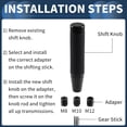 thumbnail image 4 of Cylinder Shift Knob, 18cm Universal for Automatic and Manual Vehicle Gear Shifter Knob with 3 Adapter Aluminum Alloy Black, 1 Set, 4 of 7