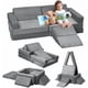 thumbnail image 1 of Juego de 12 Piezas de Módulos de Juego Infantil con Cubo de Pelotas y Pendiente de Escalada, Juego de Cojines para Niños, Color Gris, 1 of 7