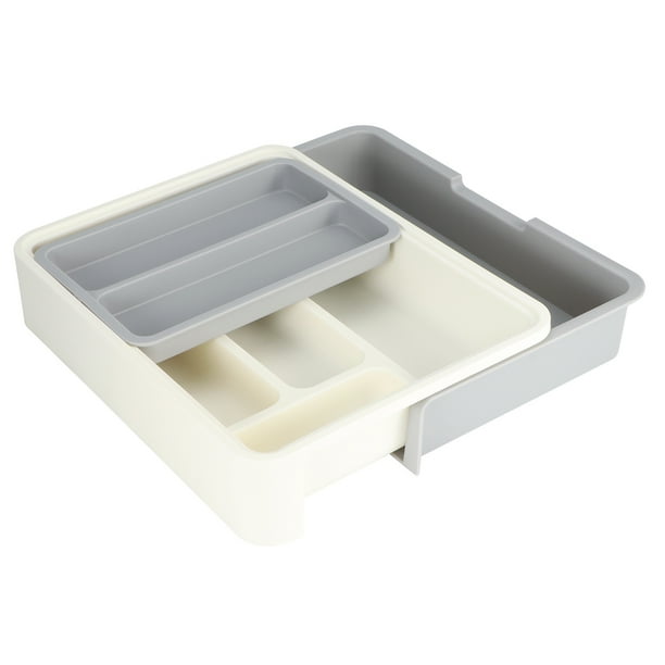 Organizador de cubiertos, bandeja de almacenamiento de cubiertos ajustable expandible, bandeja para cubiertos, valor inmejorable