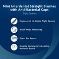 thumbnail image 6 of (3 pack) Equate Interdental Brushes with Anti-Bacterial Caps for Tight Spaces (20 Count), Compare to GUM® Proxabrush® Go-Betweens® Cleaners, Tight, 6 of 9