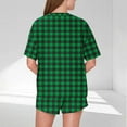 thumbnail image 4 of pstuiky 2 Piece Sets for Women Summer Oversized Plaid Print Breathable Comfy Lounge Sets Leisure Loose Fit Crew Neck Short Sleeve Pajama Sets with Shorts Loungewear Set Green S, 4 of 6