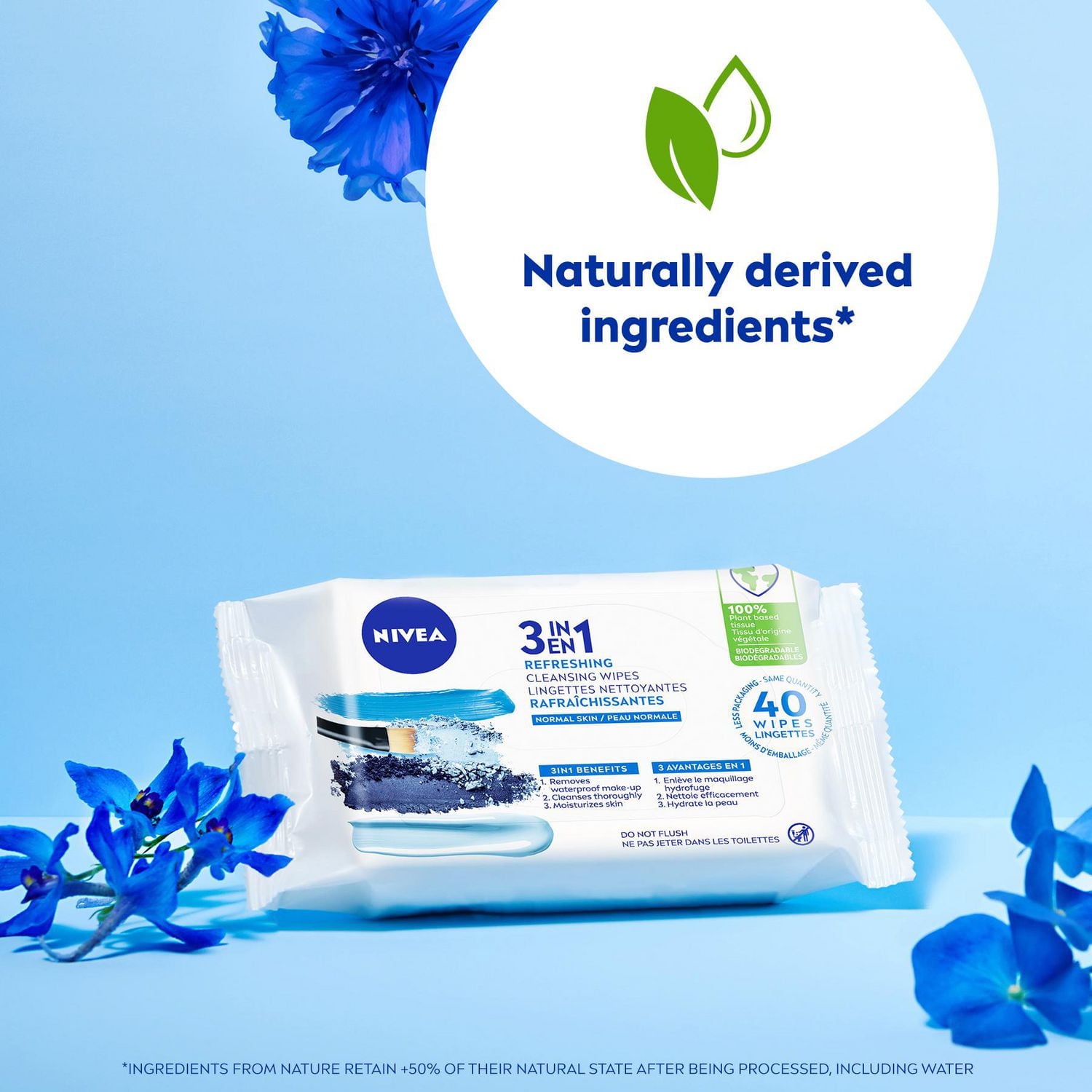 NIVEA 3-in-1 Biodegradable Normal Skin Cleansing Wipes