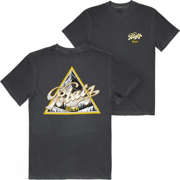 Blatz Triangle Mountain Logo Black Front and Back Print T-Shirt-Small