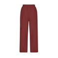 thumbnail image 4 of qILAKOG Women's Relaxed-Fit Cargo Capri Pant Women's Fashion Casual Solid Color High Waist Cargo Pants A-Line Loose Wide Leg Pocket Quick Drying Long Pants Wine XXXL, 4 of 4
