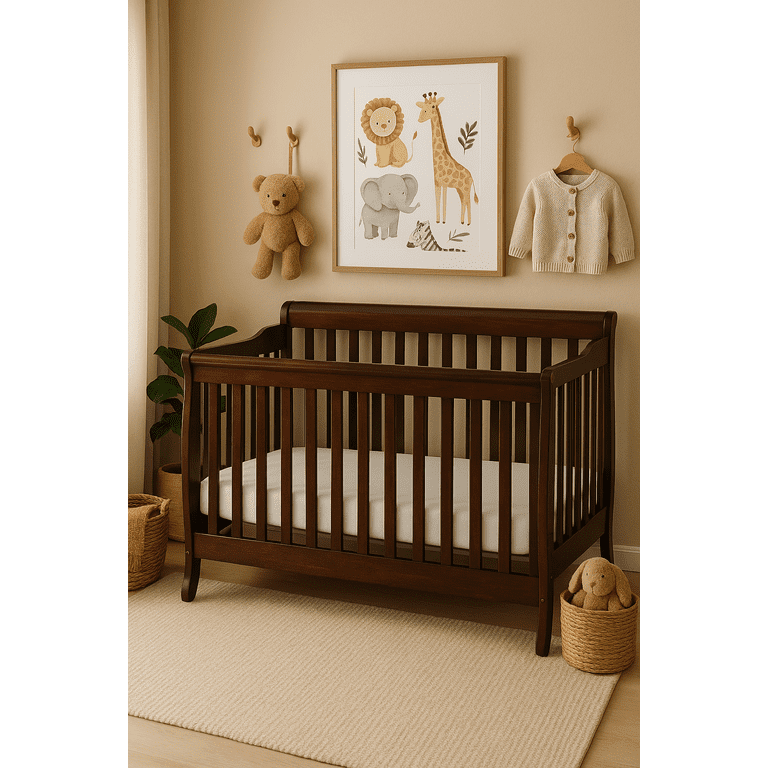 Athena Alice Solid Pine Wood 4-in-1 Convertible Crib with Toddler